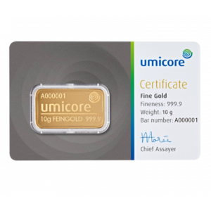 10 Gram Umicore Goudbaar (LBMA-gecertificeerd)