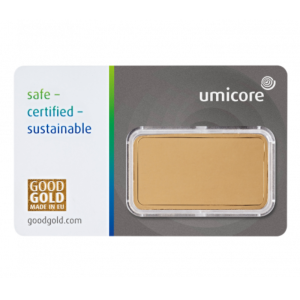 Umicore 1 troy ounce goudbaar (LBMA-gecertificeerd)