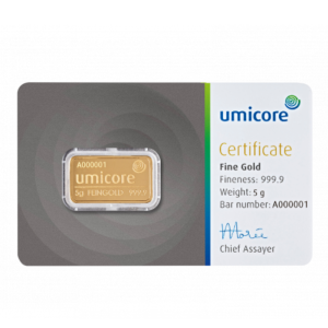 Umicore 5 gram goudbaar (LBMA-gecertificeerd)
