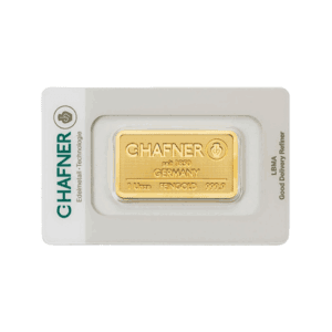 C. Hafner 1 troy ounce goudbaar (LBMA-gecertificeerd)