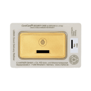 C. Hafner 100 gram goudbaar (minted) (LBMA-gecertificeerd)