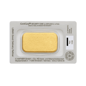 C. Hafner 100 gram goudbaar (casted) (LBMA-gecertificeerd)
