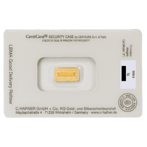 C. Hafner 1 gram goudbaar (LBMA-gecertificeerd)